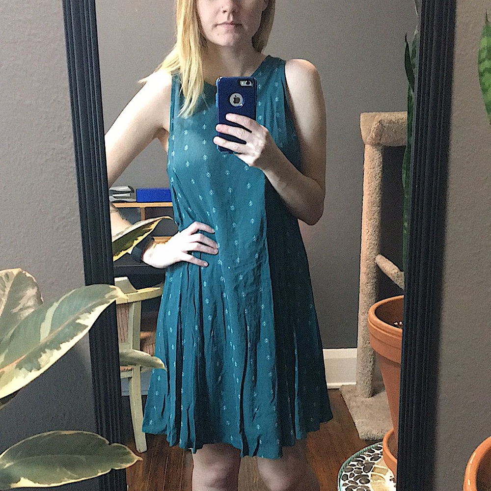 *2 for $20* Keyhole teal/green dress with gem pattern